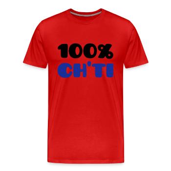 Ch'ti 100% (V) - Männer Premium Bio T-Shirt - Rot - Vorne - Damien (186cm)