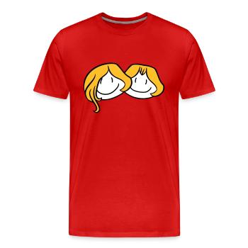 sisters head face girlfriend 2 friends team ge - Men's Premium Organic T-Shirt - red - Front - Damien (186cm)