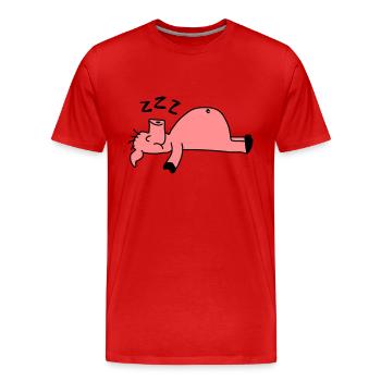 Sleeping Pig - Männer Premium Bio T-Shirt - Rot - Vorne - Damien (186cm)