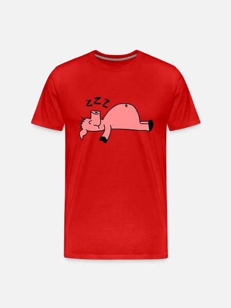 Sleeping Pig - Men's Premium Organic T-Shirt - red