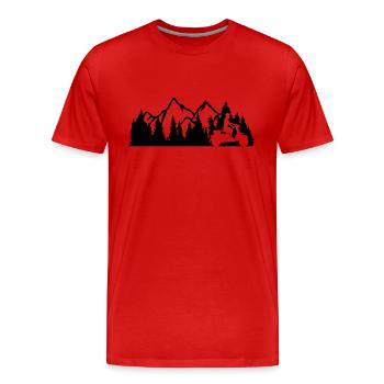 excursion scooter driver mountains nature wilderness trees w - Men's Premium Organic T-Shirt - red - Front - Damien (186cm)