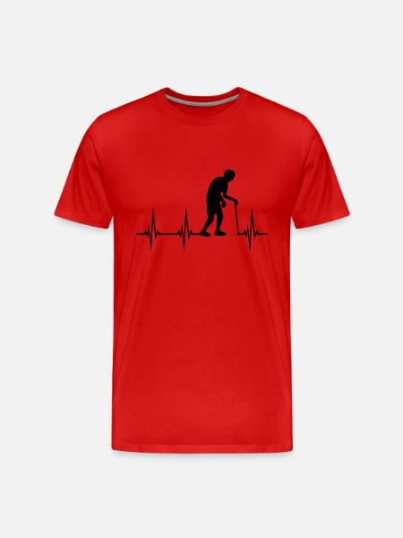 Opa Herzschlag EKG - Männer Premium Bio T-Shirt - Rot