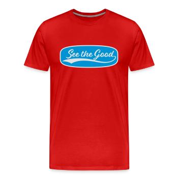 see the good Zitat - Männer Premium Bio T-Shirt - Rot - Vorne - Damien (186cm)