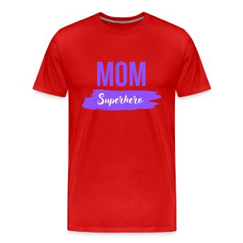 Maman Super-héroïne - T-shirt bio Premium Homme - rouge - Devant - Damien (186cm)