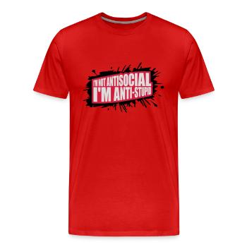 not antisocial anti stupid - Men's Premium Organic T-Shirt - red - Front - Damien (186cm)