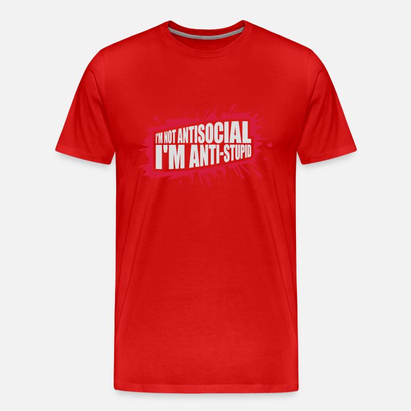 not antisocial anti stupid - Männer Premium Bio T-Shirt - Rot