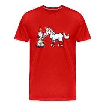 Saint Nicholas Feeding His Horse - Men's Premium Organic T-Shirt - red - Front - Damien (186cm)