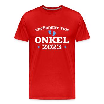 Werdender Onkel 2023 Schwangerschaft Verkündung - Männer Premium Bio T-Shirt - Rot - Vorne - Damien (186cm)
