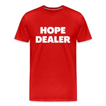 Hope Dealer - Christian Quotes - T-shirt bio Premium Homme - rouge - Devant - Damien (186cm)