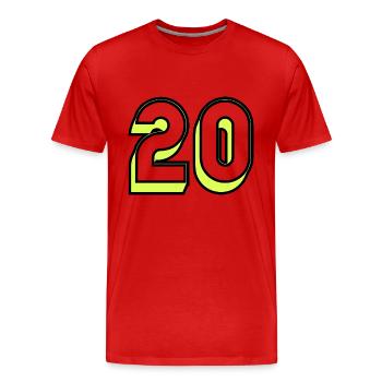 20,20 JAHRE,20-JÄHRIGES JUBILÄUM,20-JÄHRIGES JUBILÄUM - Männer Premium Bio T-Shirt - Rot - Vorne - Damien (186cm)