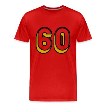 60 JAHRE. 60-JÄHRIGES JUBILÄUM. GEBURTSTAG 60 JAHRE. 60 - Männer Premium Bio T-Shirt - Rot - Vorne - Damien (186cm)