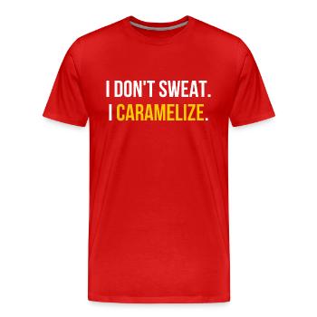 Transpiration chaude été Dicton anglais - T-shirt bio Premium Homme - rouge - Devant - Damien (186cm)