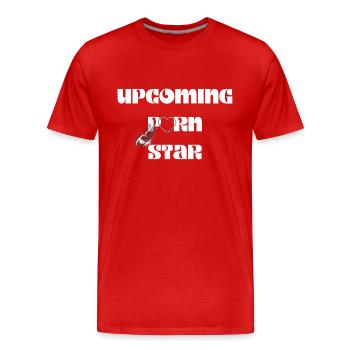Upcoming Porn Star - Meme Shirt -Geschenkidee - Männer Premium Bio T-Shirt - Rot - Vorne - Damien (186cm)