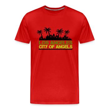 Ligne d’horizon de Los Angeles - T-shirt bio Premium Homme - rouge - Devant - Damien (186cm)