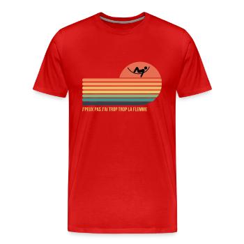 J'peux Pas J'ai trop trop La Flemme - T-shirt bio Premium Homme - rouge - Devant - Damien (186cm)