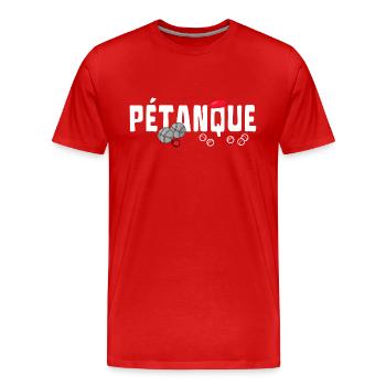 Pétanque im französischen Baskenmützenstil - Männer Premium Bio T-Shirt - Rot - Vorne - Damien (186cm)
