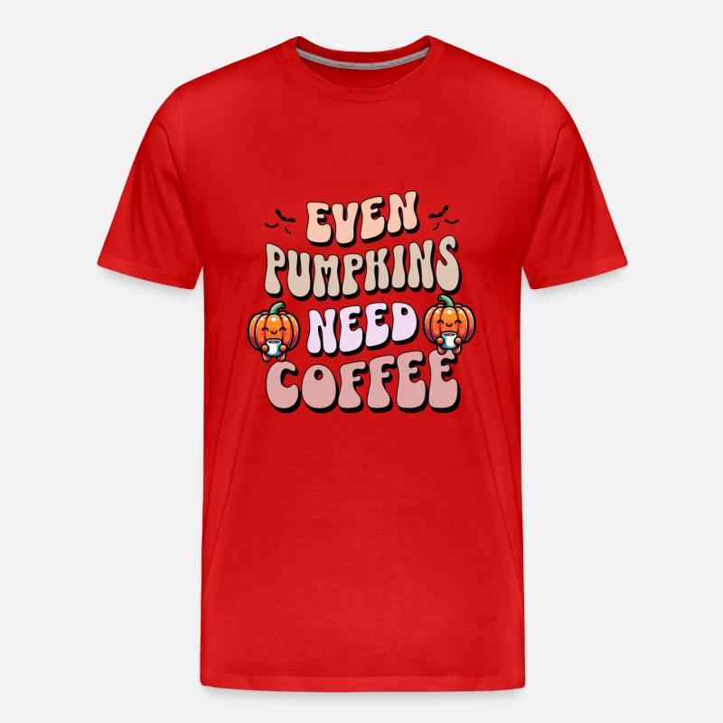 Even Pumpkins Need Coffee - Männer Premium Bio T-Shirt - Rot