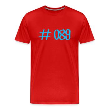 #089 - 089 Vorwahl München Telefon telefonieren - Männer Premium Bio T-Shirt - Rot - Vorne - Damien (186cm)
