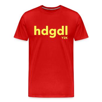 dhgdl hab dich ganz doll lieb Y2K gelb - Männer Premium Bio T-Shirt - Rot - Vorne - Damien (186cm)