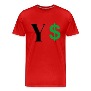 Lettre y dollar - T-shirt bio Premium Homme - rouge - Devant - Damien (186cm)