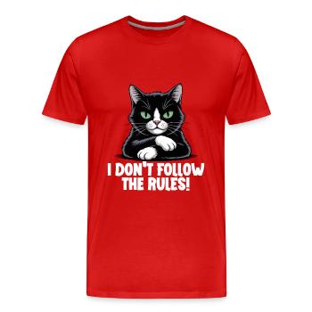 Funny Evil Black Cat Rule Breaker - Men's Premium Organic T-Shirt - red - Front - Damien (186cm)