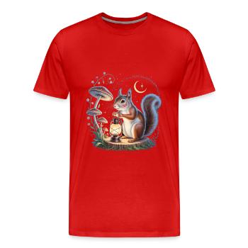 Whimsical Squirrel Cottagecore - Men's Premium Organic T-Shirt - red - Front - Damien (186cm)