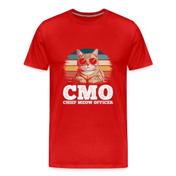 Lustige getigerte Katze Chief Meow Officer - Männer Premium Bio T-Shirt - Rot - Vorne - Damien (186cm)