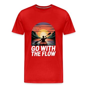 Solo Männlicher Kajakfahrer Bei Sonnenuntergang - Männer Premium Bio T-Shirt - Rot - Vorne - Damien (186cm)