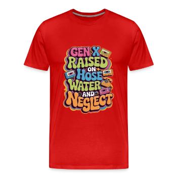 Gen X élevé sur l’eau du tuyau - T-shirt bio Premium Homme - rouge - Devant - Damien (186cm)