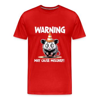 Un avertissement amusant pour les opossums peut causer des méfaits - T-shirt bio Premium Homme - rouge - Devant - Damien (186cm)