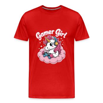 Gamer Girl Licorne - T-shirt bio Premium Homme - rouge - Devant - Damien (186cm)
