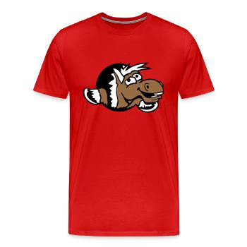 Cheval Drôle Fou Trou Rire Bande dessinée Équitation Fun - T-shirt bio Premium Homme - rouge - Devant - Damien (186cm)