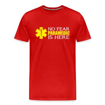 Paramedic Is Here - Men's Premium Organic T-Shirt - red - Front - Damien (186cm)