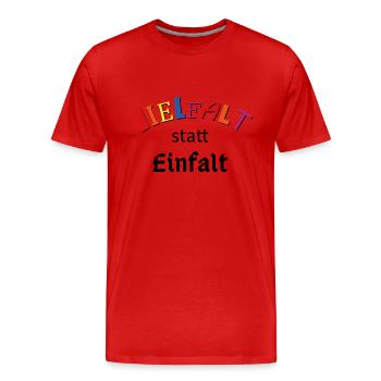 Vielfalt statt Einfalt - Männer Premium Bio T-Shirt - Rot - Vorne - Damien (186cm)