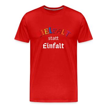 Vielfalt statt Einfalt - Männer Premium Bio T-Shirt - Rot - Vorne - Damien (186cm)