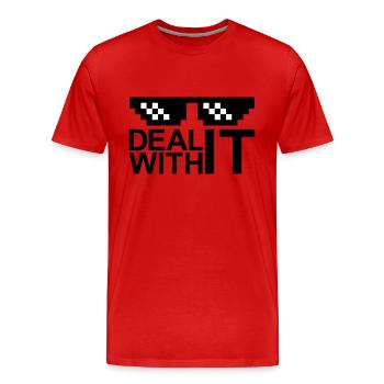 lunettes de soleil pixel balken text deal with it entspa - T-shirt bio Premium Homme - rouge - Devant - Damien (186cm)