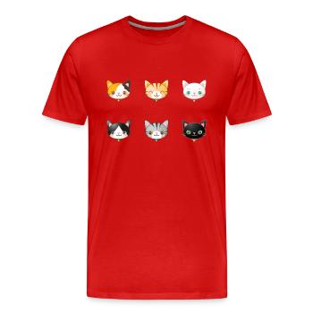 chats - T-shirt bio Premium Homme - rouge - Devant - Damien (186cm)