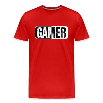 JOUEUR - T-shirt bio Premium Homme - rouge - Devant - Damien (186cm)