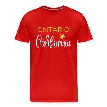 Ontario California - T-shirt bio Premium Homme - rouge - Devant - Damien (186cm)