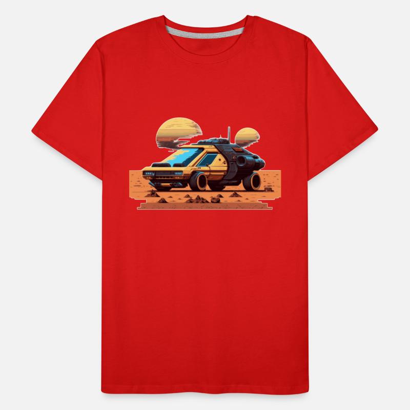Car on Mars dans un look de jeu vidéo rétro 8 bits T-shirt bio Premium Homme