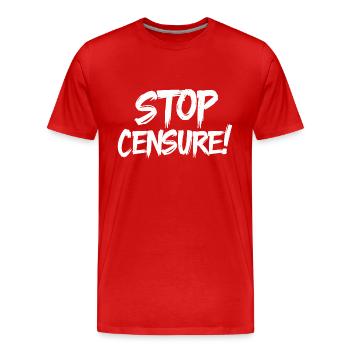 Stop censure - T-shirt bio Premium Homme - rouge - Devant - Damien (186cm)