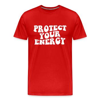 Protégez votre motivation énergétique - T-shirt bio Premium Homme - rouge - Devant - Damien (186cm)