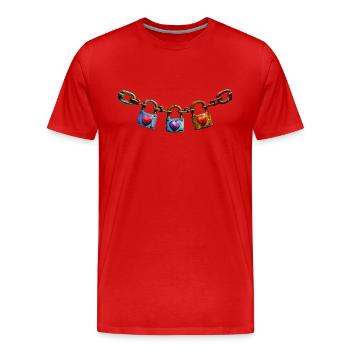 Liebesschlösser mit Herzen Design 2 - Männer Premium Bio T-Shirt - Rot - Vorne - Damien (186cm)