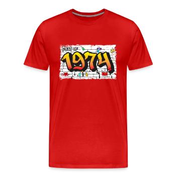 Street Legend 1974 Graffiti – 51 ans d’audace - T-shirt bio Premium Homme - rouge - Devant - Damien (186cm)