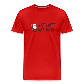 Cool seagull with wrench Low German - Men's Premium Organic T-Shirt - red - Front - Damien (186cm)