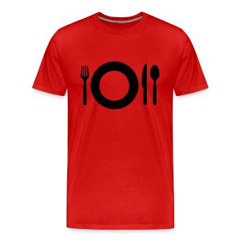 Besteck Grafik ESSEN HUNGER GESCHENKIDEE - Männer Premium Bio T-Shirt - Rot - Vorne - Damien (186cm)