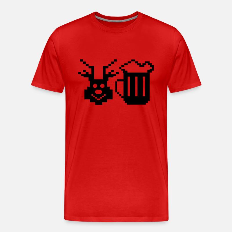 beer deer pixel - Männer Premium Bio T-Shirt - Rot