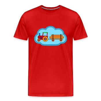 Roter Traktor / Traktor mit Hänger - Männer Premium Bio T-Shirt - Rot - Vorne - Damien (186cm)