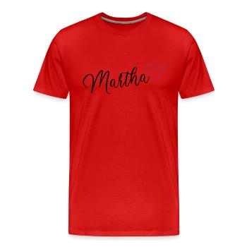 Martha nom de famille prénom nom de jeune fille avec coeur - T-shirt bio Premium Homme - rouge - Devant - Damien (186cm)