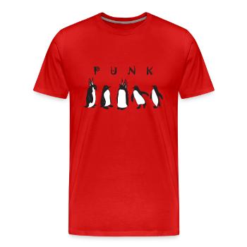 Punk penguins - Men's Premium Organic T-Shirt - red - Front - Damien (186cm)